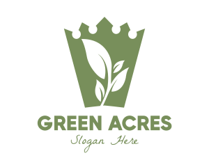 Green Crown Leaf logo design