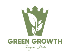 Green Crown Leaf logo design