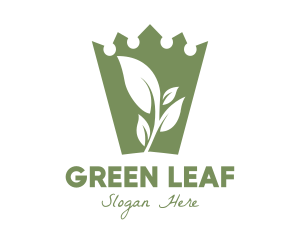 Green Crown Leaf logo design