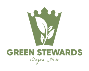 Green Crown Leaf logo design