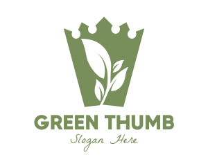 Green Crown Leaf logo design