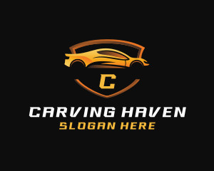 Sports Car Vehicle Shield Logo