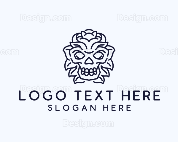 Decorative Tribal Skull Art Logo