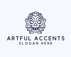 Decorative Tribal Skull Art logo design