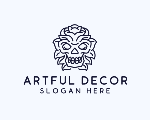 Decorative Tribal Skull Art logo design