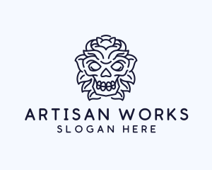 Decorative Tribal Skull Art logo design