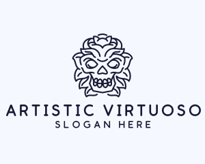 Decorative Tribal Skull Art logo design