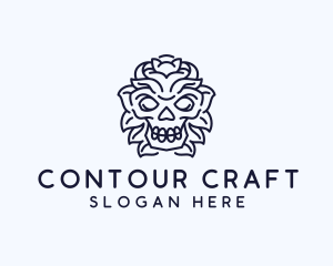 Decorative Tribal Skull Art logo design