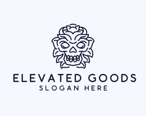 Decorative Tribal Skull Art logo design