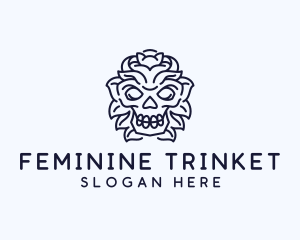 Decorative Tribal Skull Art logo design