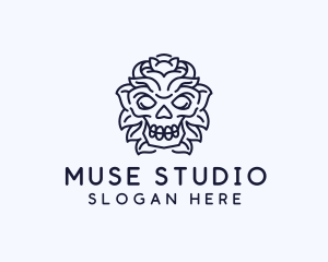 Decorative Tribal Skull Art logo design