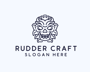 Decorative Tribal Skull Art logo design