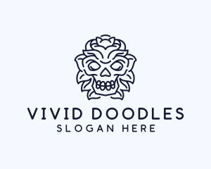 Decorative Tribal Skull Art logo design