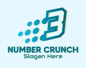 Modern Tech Number 3 logo design