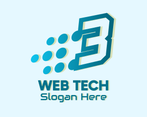 Modern Tech Number 3 logo design