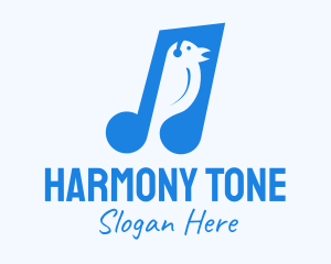 Blue Musical Song Bird logo design