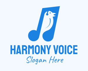 Blue Musical Song Bird logo design