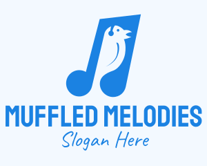 Blue Musical Song Bird logo design