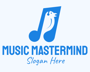 Blue Musical Song Bird logo design