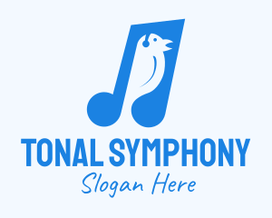 Blue Musical Song Bird logo design