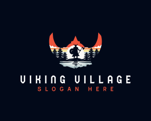 Silhouette Viking Warrior logo design