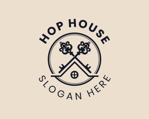 Rustic House Key logo design