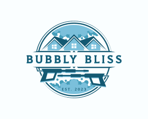 House Pressure Washer Bubbles logo design