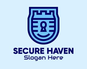 Blue Security Lock  logo design