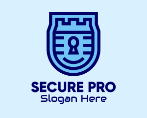 Blue Security Lock  logo design