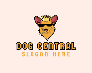 Crown Corgi Dog logo design