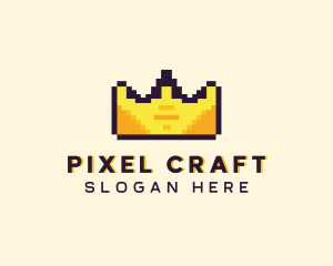 Pixelated Crown Pixel logo design