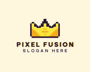 Pixelated Crown Pixel logo design