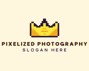 Pixelated Crown Pixel logo design