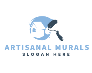 House Maintenance Paint Roller logo design