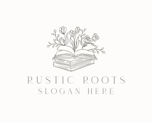 Rustic Floral Book logo design