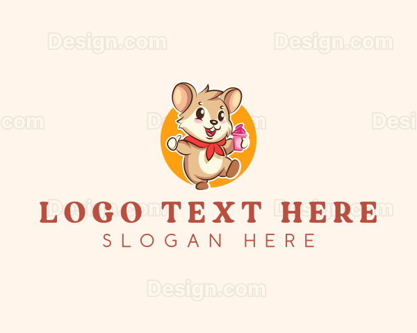 Cute Hamster Ice Cream Logo