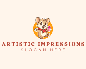 Cute Hamster Ice Cream logo design