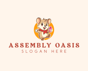 Cute Hamster Ice Cream logo design