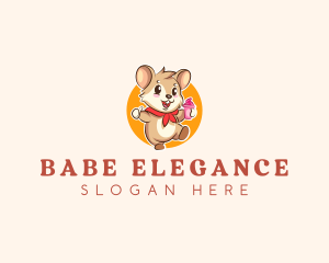 Cute Hamster Ice Cream logo design