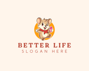 Cute Hamster Ice Cream logo design