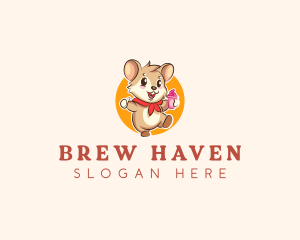 Cute Hamster Ice Cream logo design