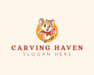 Cute Hamster Ice Cream logo design