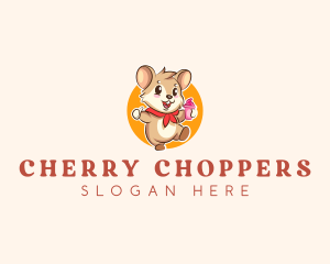 Cute Hamster Ice Cream logo design