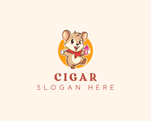 Cute Hamster Ice Cream logo design