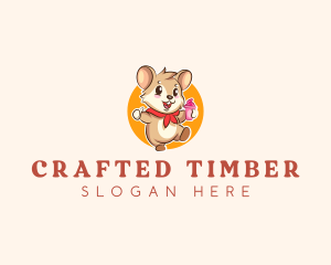 Cute Hamster Ice Cream logo design