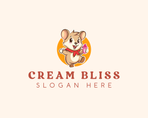 Cute Hamster Ice Cream logo design