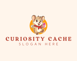 Cute Hamster Ice Cream logo design