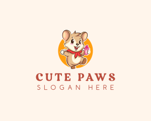 Cute Hamster Ice Cream logo design