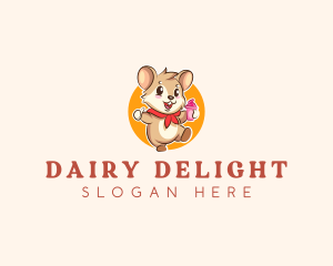 Cute Hamster Ice Cream logo design