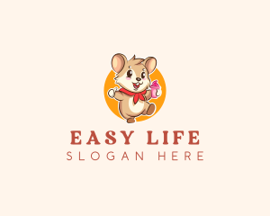 Cute Hamster Ice Cream logo design